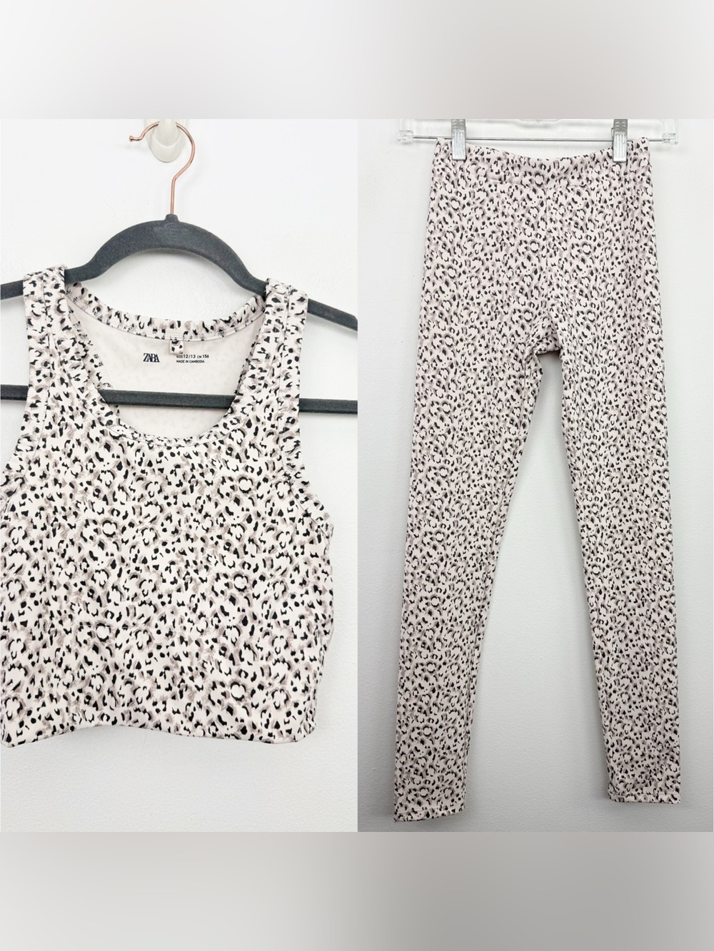 Zara Girls Sports Animal Print Tank & Legging Set Size 12/13 NWT